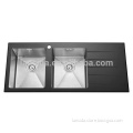 Abovecounter double bowls glass panel stainless steel Kitchen sink LHDB4620